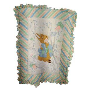 Peter Rabbit Baby Quilt With Ruffled Edges & Embroidered Design Blanket, Beatrix